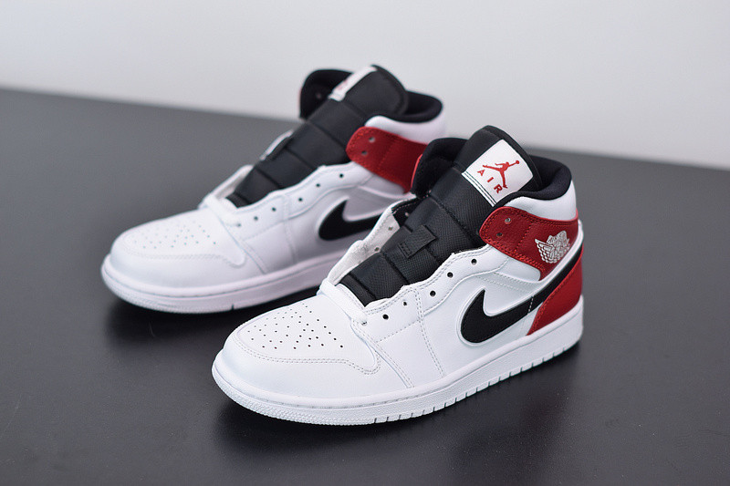 AIR JORDAN 1 MID WHITE BLACK GYM RED 554724-116
