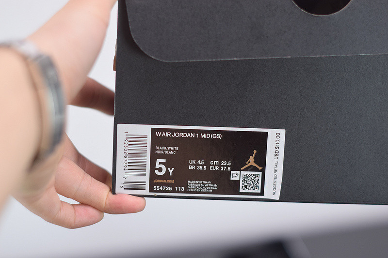 AIR JORDAN 1 MID WHITE BLACK 554725-113