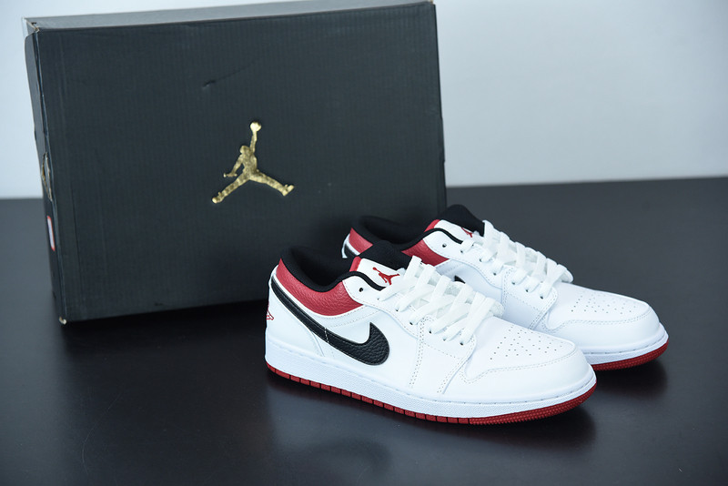 AIR JORDAN 1 LOW WHITE UNIVERSITY RED BLACK 553558-118