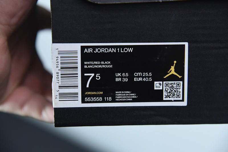 AIR JORDAN 1 LOW WHITE UNIVERSITY RED BLACK 553558-118