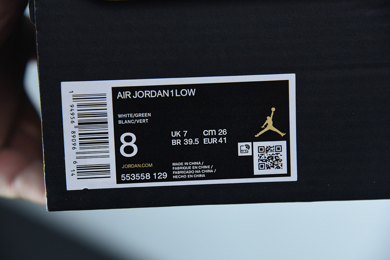 AIR JORDAN 1 LOW WHITE LUCKY GREEN BLACK 553558-129