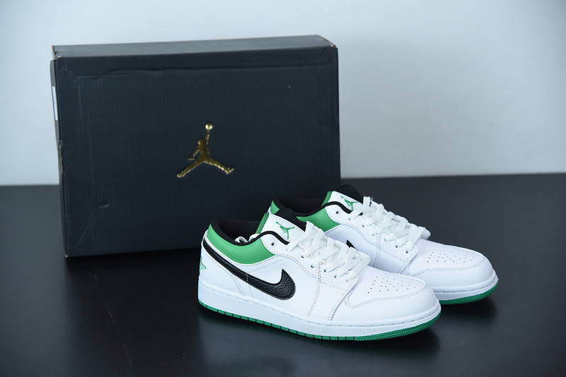 AIR JORDAN 1 LOW WHITE LUCKY GREEN BLACK 553558-129