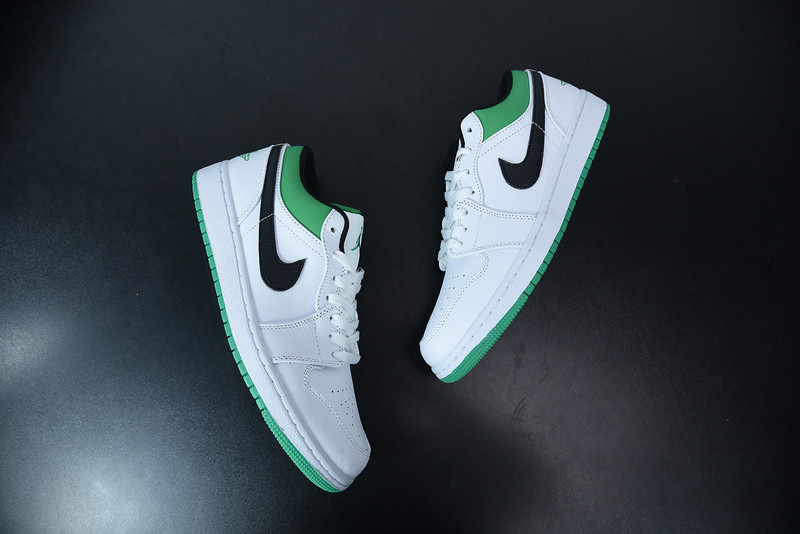 AIR JORDAN 1 LOW WHITE LUCKY GREEN BLACK 553558-129