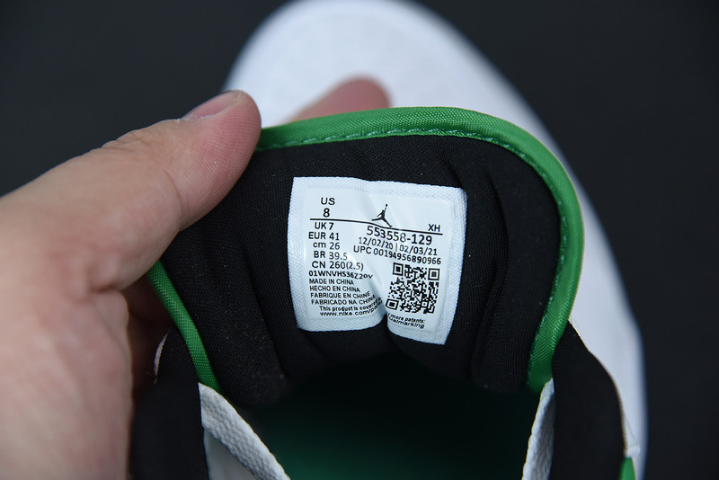 AIR JORDAN 1 LOW WHITE LUCKY GREEN BLACK 553558-129