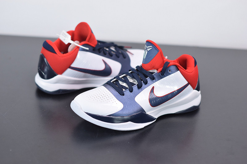 NIKE ZOOM KOBE 5 USA WHITE OBSIDIAN SPORT RED 386430-103