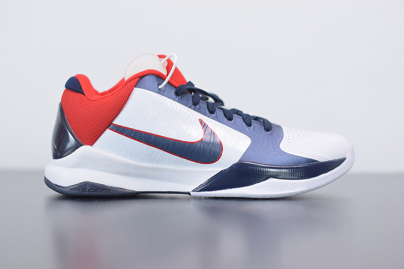 NIKE ZOOM KOBE 5 USA WHITE OBSIDIAN SPORT RED 386430-103