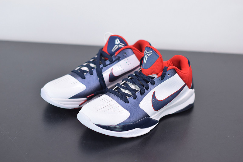 NIKE ZOOM KOBE 5 USA WHITE OBSIDIAN SPORT RED 386430-103