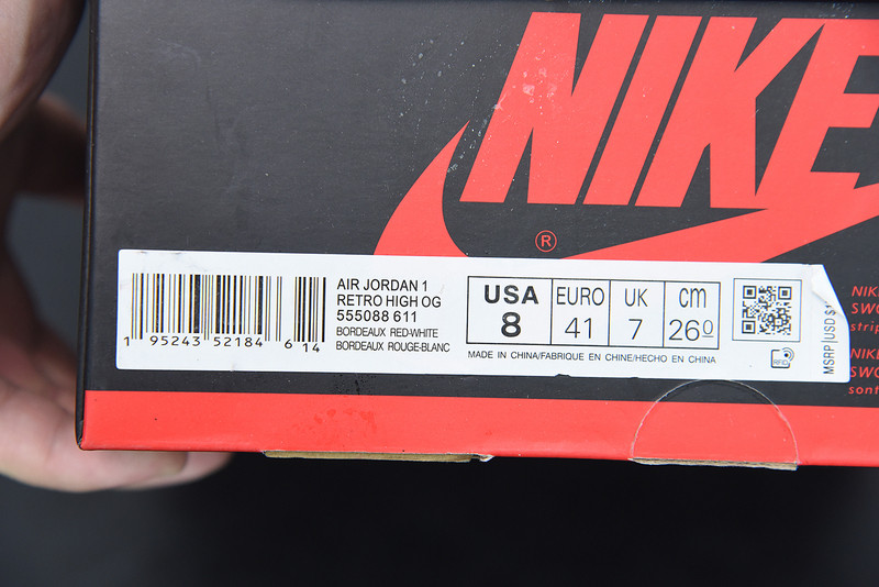 AIR JORDAN 1 RETRO HIGH OG “BORDEAUX” 555088-611