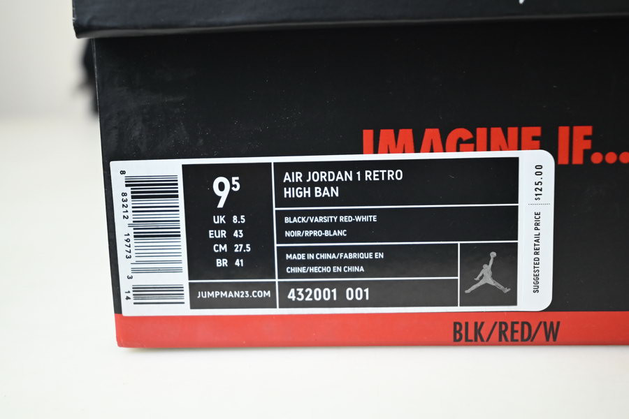 AIR JORDAN 1 RETRO HIGH BAN “BANNED” 432001-001