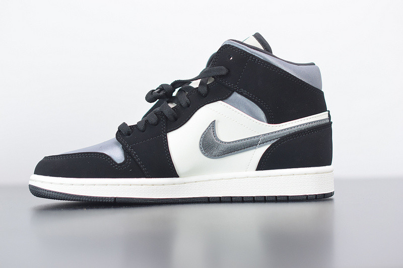 AIR JORDAN 1 MID SATIN GREY TOE 852542-011