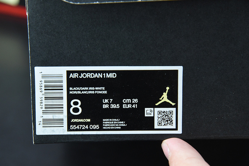 AIR JORDAN 1 MID White Black Purple 554724-095