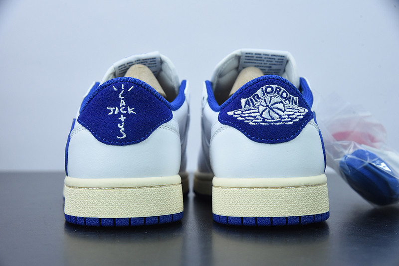 FRAGMENT DESIGN X TRAVIS SCOTT X AIR JORDAN 1 RETRO LOW WHITE ROYAL BLUE DM9868-218