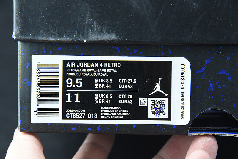 AIR JORDAN 4 RETRO BLACK GAME ROYAL CT8527-018