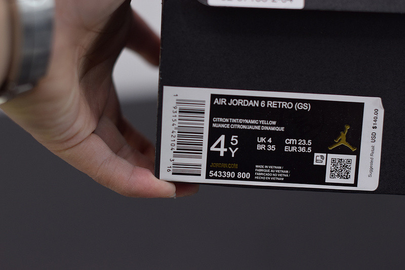 AIR JORDAN 6 YELLOW  543390-800