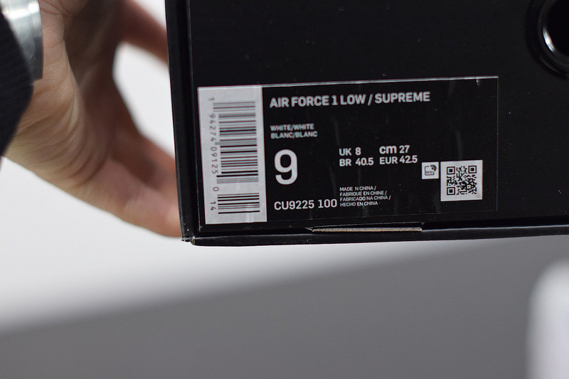 NIKE Supreme NIKE AIR FORCE 1 LOW WHITE CU9225-100