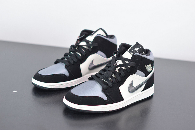 AIR JORDAN 1 MID SATIN GREY TOE 852542-011