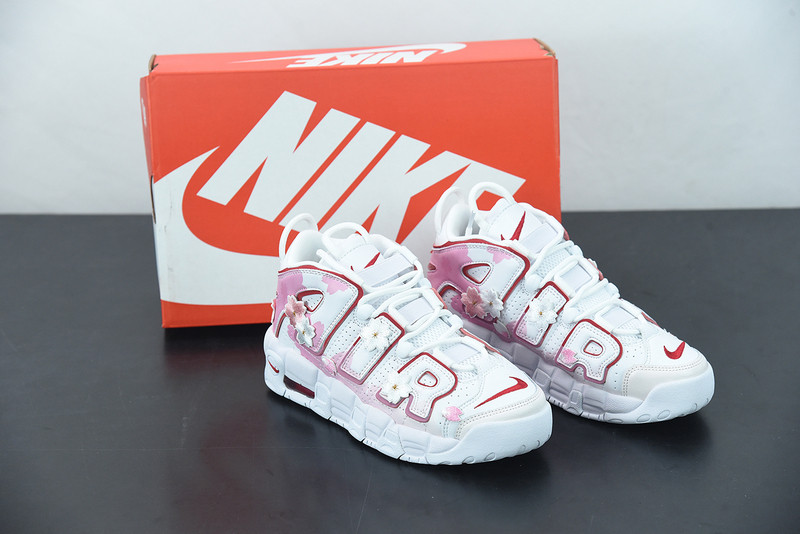 NIKE AIR MORE UPTEMPO 96 GS"WHITE/CHERRY BLOSSOMS