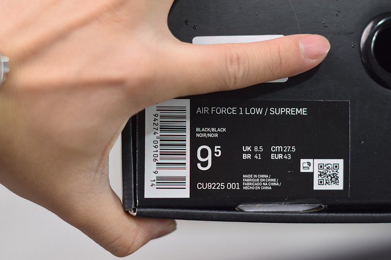 NIKE Supreme NIKE AIR FORCE 1 LOW BLACK CU9225-001