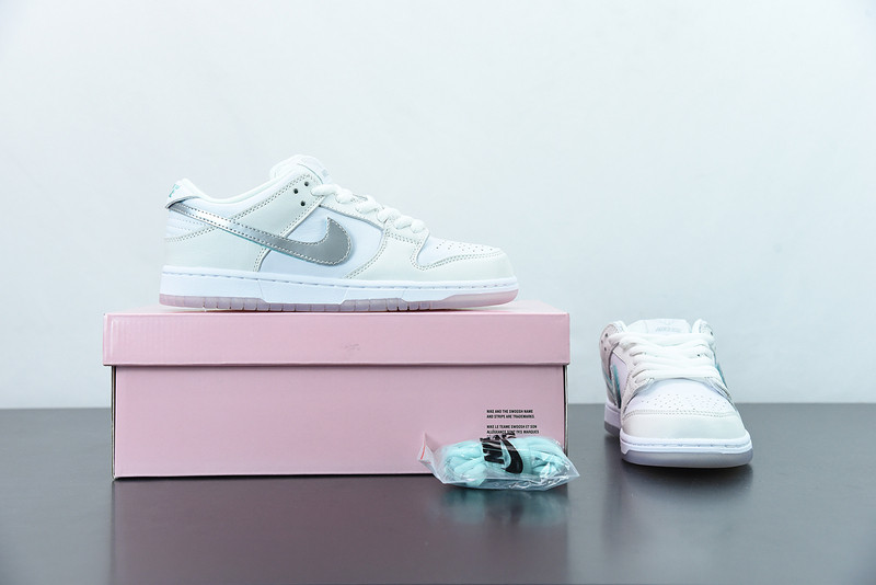 nike sb dunk low Di*m*nd supply co white Di*m*nd bv1310-100
