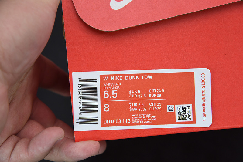 NIKE SB DUNK LOW WHITE BLACK DD1503-113