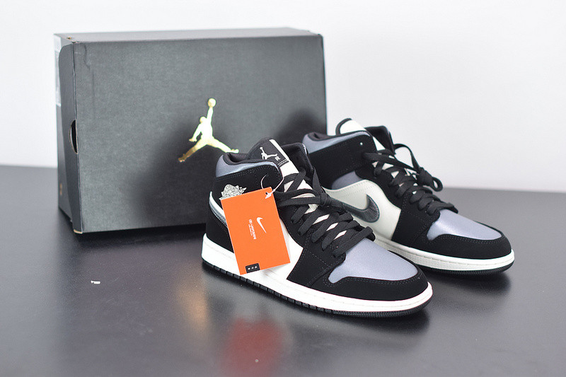 AIR JORDAN 1 MID SATIN GREY TOE 852542-011