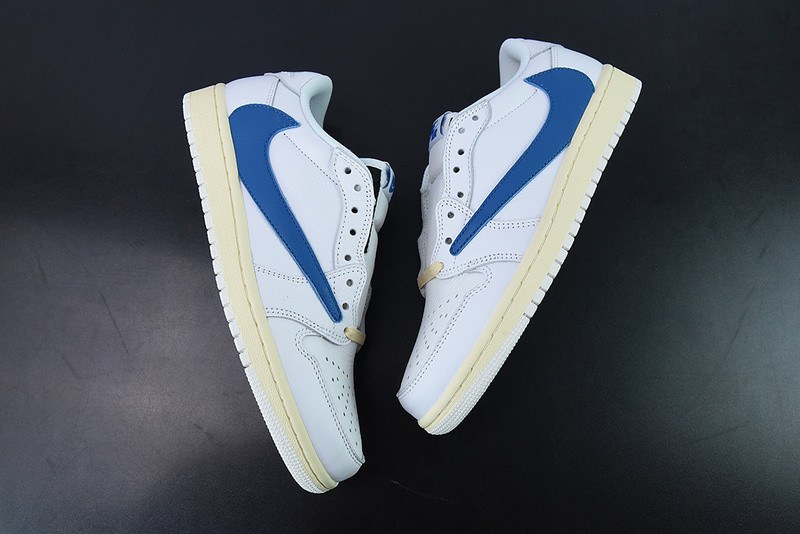 Travis Scott x Fragment x Nike Air Jordan 1 Low Cream White Blue CQ3277-100