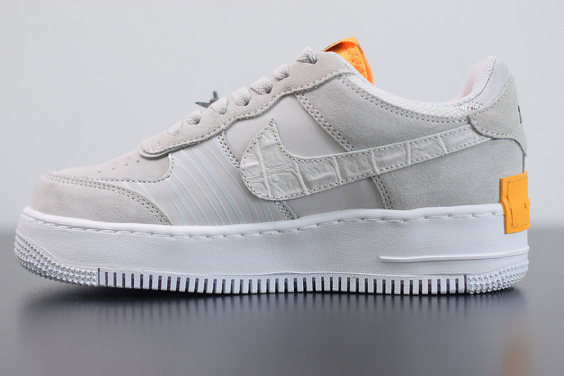 NIKE AIR FORCE 1 SHADOW VAST GREY LASTER ORANGE CU3446-001
