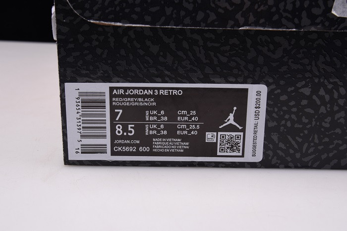 AIR JORDAN 3 RED CEMENT CK5692-600