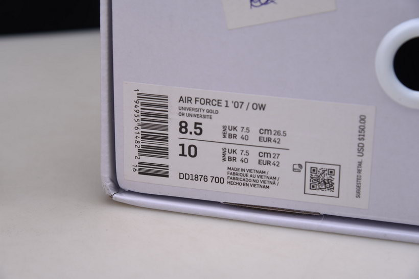 NIKE OF X AIR FORCE 1 LOW UNIVERSITY GOLD DD1876-700