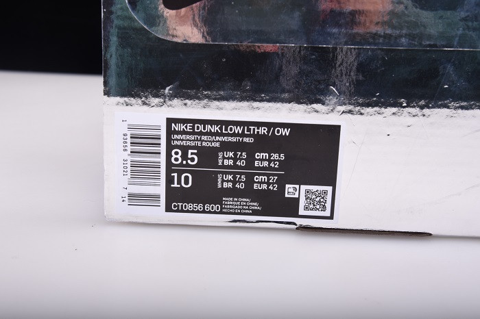 OF NIKE DUNK LOW LEATHER UNIVERSITY RED CT0856-600