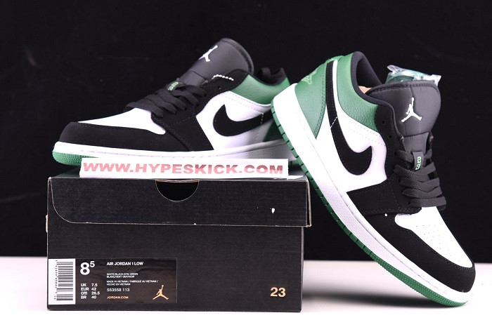 AIR JORDAN 1 LOW WHITE BLACK MYSTIC GREEN 553558-113